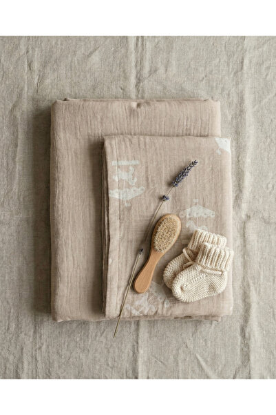 Pufuduk Baby طقم ملاءة وغطاء وسادة من الموسلين القطني بنسبة 100% - بيج