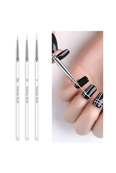 FREELADY Protez Tırnak 3’lü Nail art Oje Çizim Fırça Seti