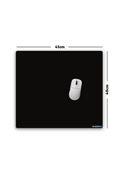 GlassPad Cam Mouse Pad - Siyah - Premium Temperli Cam - 45x40 Cm [M]