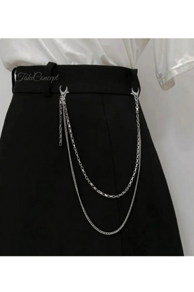 TakıConcept Punk Tarz Broş, Zincir Askı, Aksesuar Broş Pantolon Aksesuarı