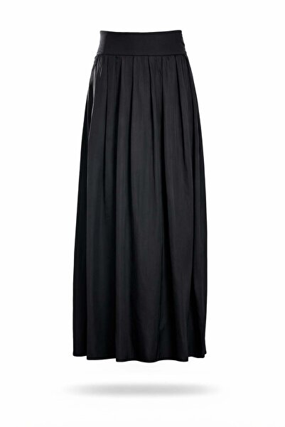 5in1Canpolat Crna naborana satenska suknja 18120