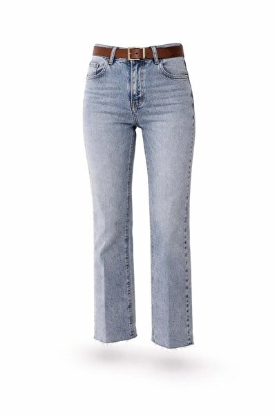 5in1Canpolat Antique Blue High Waist Belted Boyfit Jean 2004