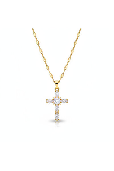 Pursehuit Colier auriu, oțel inoxidabil, suflat cu aur de 18k, cu pandantiv c...