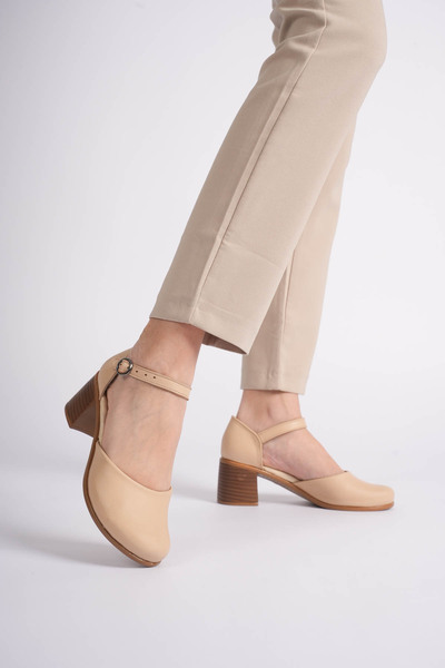 Women's Genuine Leather Ankle Tied Round Toe Medium Thick Heels Casual Office Shoes PRS1030