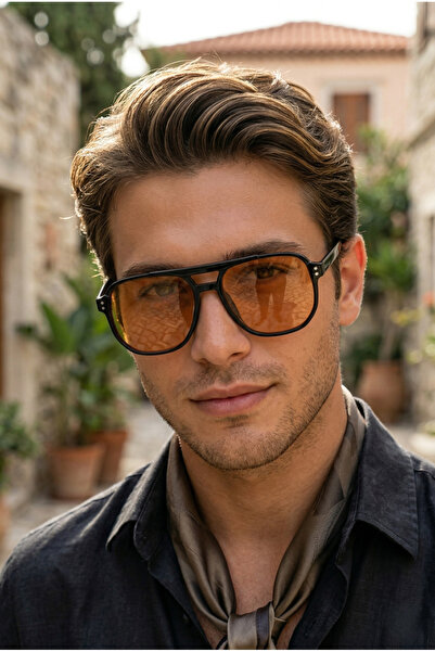 MONAL Fraude Black Sunglasses Pilot Orange Organic Glass