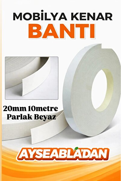 Ayşe Abladan Mobilya Kenar Bantı 20mmx10mt Parlak Beyaz Ütü Bantı