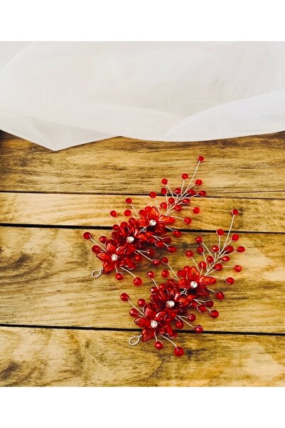 ASİMEL TASARIM Αξεσουάρ μαλλιών Γάμος Χένα Νυφικό Αρραβώνα Στέμμα Νύφης Κόκκινο