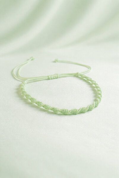 Crystal Atelier Spiral Macrame Bracelet Water Green Adjustable Unisex Braided...