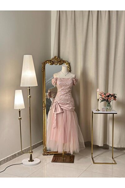 vanus fashion 6371-فستان سهرة ميدي
