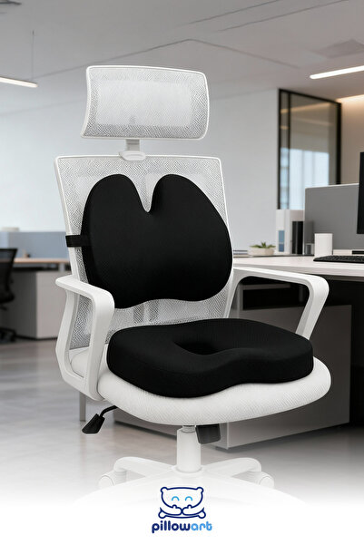 PİLLOWART Ofis Koltuğu İçin Ortopedik Visco Bel Destekli Oturma Minderi – Erg...