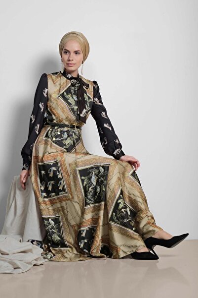 Alvina Patterned Satin Dress 4125