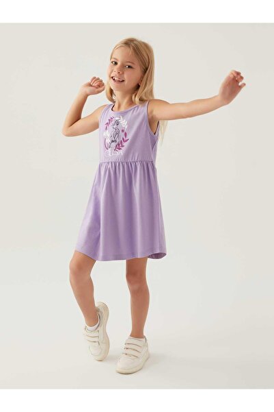 Frozen Kız Çocuk Elbise 3-8 Yaş Lila