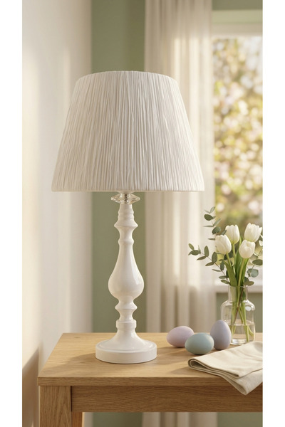 Decodelight Beyaz Rustik Klasik Metal Yüksek Ayaklı Pileli Makrome ve Kağıt İ...