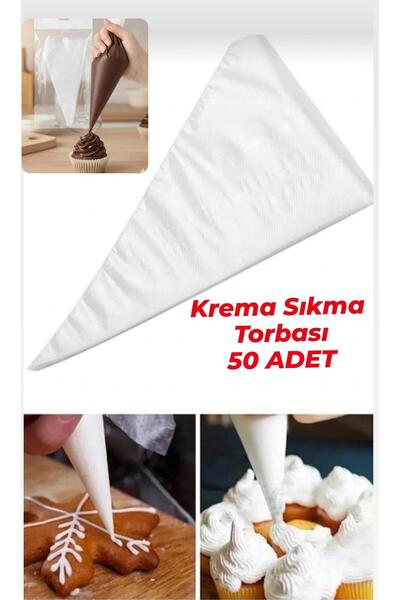 tafce 50 Adet Krema Poşeti Kek Pasta Süsleme Kullan At Krem Şanti Sıkma Torba...