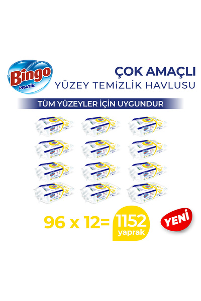 Bingo Yüzey Temizlik Havlusu Large Limon 96x12 (1152 YAPRAK)