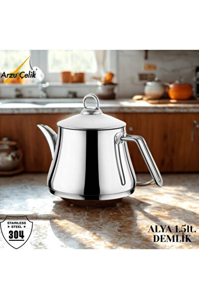 Elegant 1.5 Lt. Alya Çelik Single Teapot with Handle