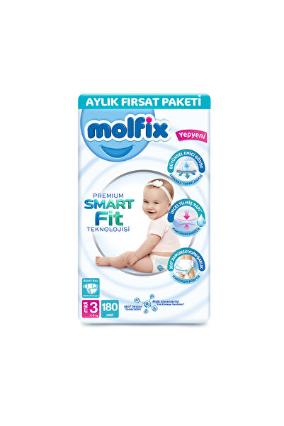 Molfix Premium Smart Fit Aylık Fırsat Paketi 3 Beden Midi 180 Adet
