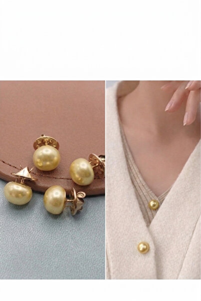 Vira Rise 3 Adet Sarı İnci Görünmez Gizli Çok Amaçlı Düğmeler Fular-Çanta-Aya...