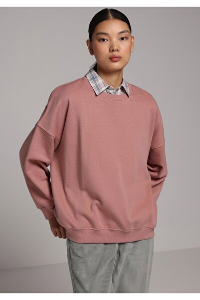 Colin's Relax Fit Yuvarlak Yaka Düz Kadın Pembe Sweatshirt