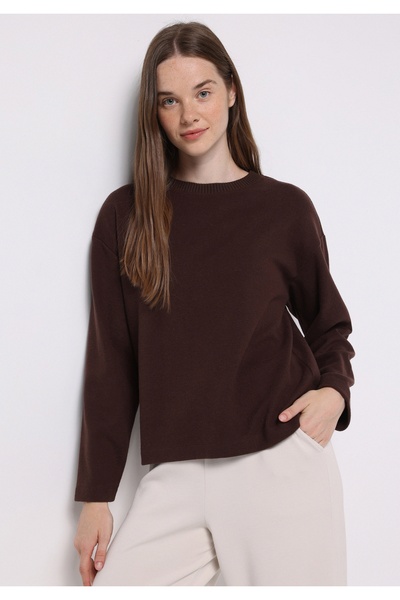 Colin's Tricou maro pentru femei, cu gât rotund, cu croială normală