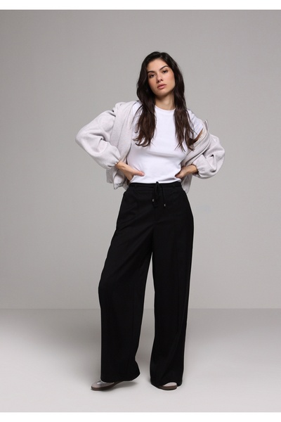 Colin's Regular Fit High Waist Wide Leg Women's Black Trousers