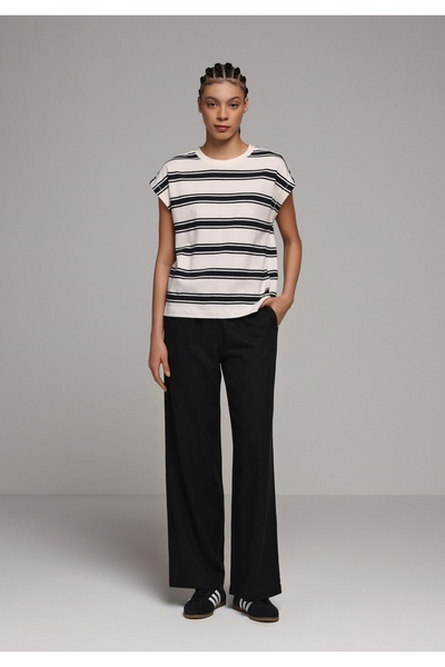 Colin's Regular Fit High Waist Wide Leg Women's Black Trousers