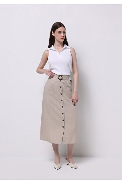 Colin's Дамска миди обикновена бежова пола с копчета