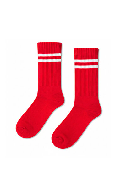 CARNAVAL SOCKS Κόκκινες πολύχρωμες αθλητικές κάλτσες με διπλή ρίγα