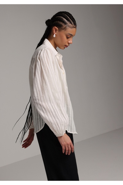 Colin's Fashion Fit Shirt Neck Жакетна жіноча сорочка екрю з довгими рукавами