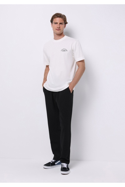 Colin's بنطال رياضي أسود للرجال بقصة متوسطة الخصر ومستقيم