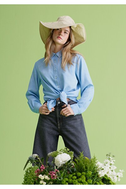 Colin's Мъжка риза с прав деколте, дамска синя риза с дълъг ръкав