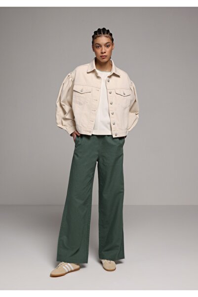 Colin's Γυναικείο πράσινο παντελόνι με ψηλή μέση και φαρδύ πόδι