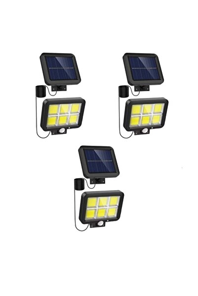 Welora Set de 3 lampă solară COB cu 120 LED-uri, putere 30W, senzor de lumină...