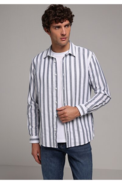 Colin's Regular Fit Shirt Neck Striped Men's Blue Long Sleeve Shirt