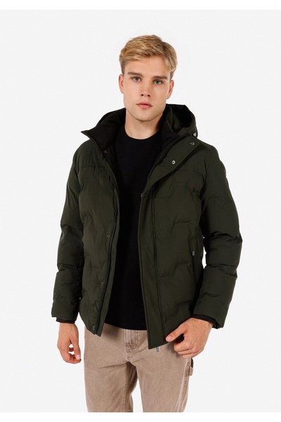 Colin's Ανδρικό πράσινο παλτό κανονικής εφαρμογής με κουκούλα