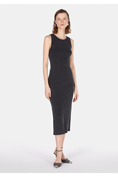 Colin's Slim Fit Απλό Γυναικείο Ανθρακί Αμάνικο Φόρεμα