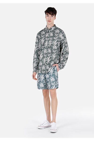 Colin's Слим фит подплатени мъжки зелени бански шорти с принт