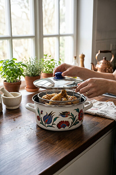 Serenk 22 Cm Emaye Kızartma Tenceresi