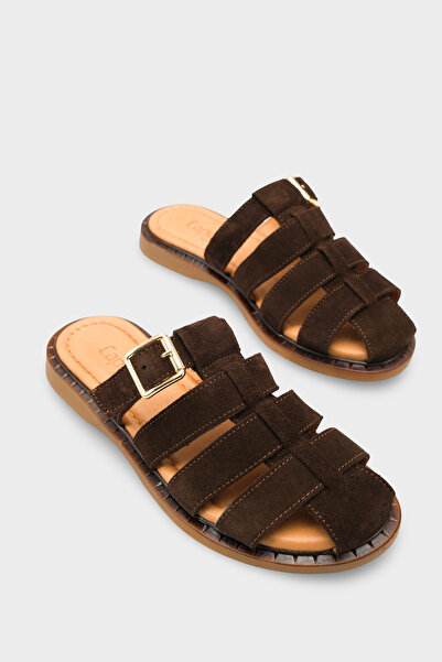 Capone Outfitters Missy Genuine Suede Gladiator Flat Heeled Women's Sabo Slip...