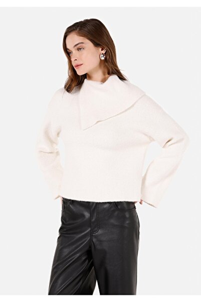 Colin's Регулярна кройка, рибарска яка, дамски пуловер в цвят екрю