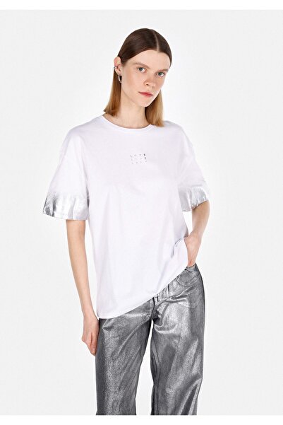 Colin's Дамска бяла тениска с къс ръкав и кръгло деколте с щампа Comfort Fit