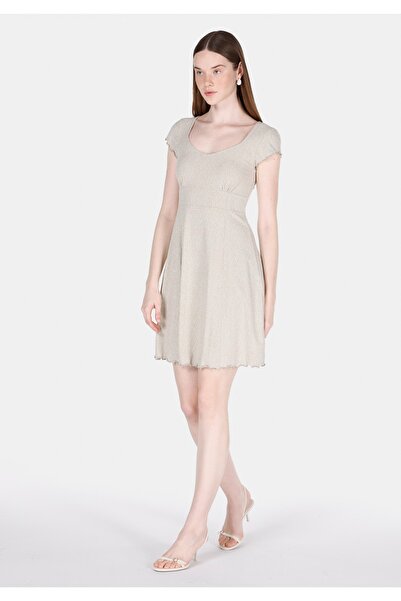 Colin's Rochie verde cu mânecă scurtă pentru femei, slim fit, florală