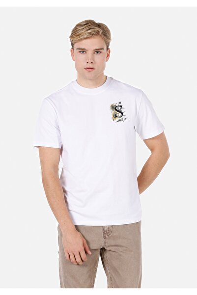 Colin's Comfort Fit Round Neck Printed Men's White Short Sleeve T-Shirt