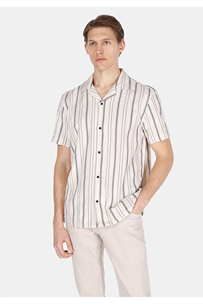 Colin's Сорочка Regular Fit Shirt Neck Смугаста чоловіча сорочка екрю з корот...