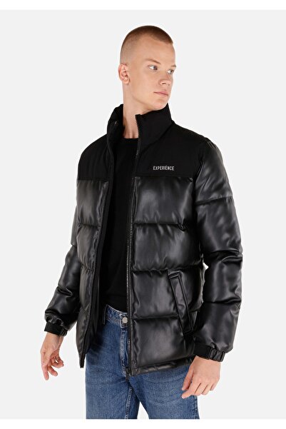 Colin's قصة ضيقة معطف أسود للرجال من البولي يوريثان مزود بسحّابات