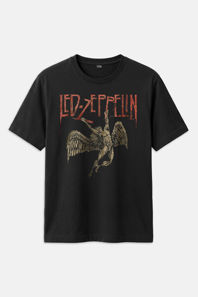 Kendim Seçtim Led Zeppelin Falling Angel Rock Music Baskılı Tişört Unisex T-S...