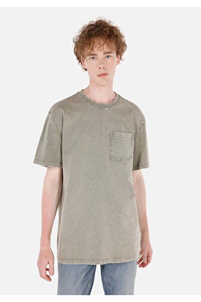 Colin's Tricou verde cu mânecă scurtă pentru bărbați, cu gât rotund, confortabil