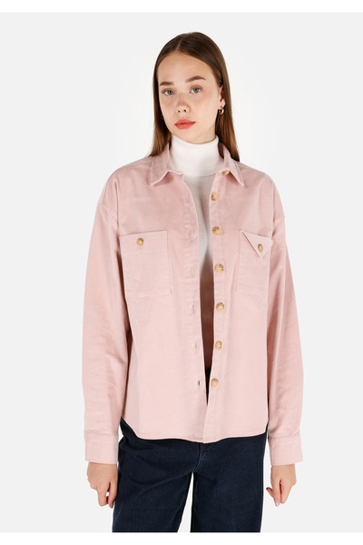 Colin's Regular Fit Shirt Neck Kadın Pembe Uzun Kol Gömlek