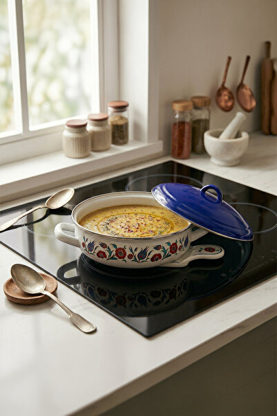 Serenk 26 Cm Emaye Bombeli Sığ Tencere