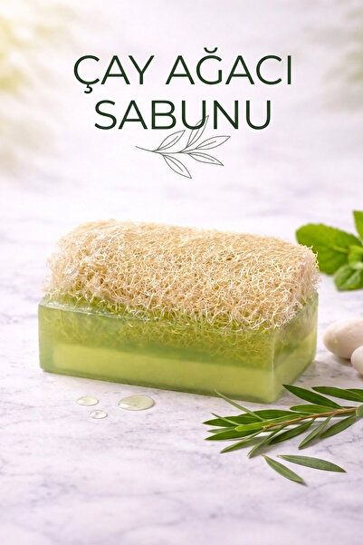 bermark El Yapımı Doğal Kabak Lifli Bitkisel Gliserinli Çay Ağacı Sabunu 100 gr